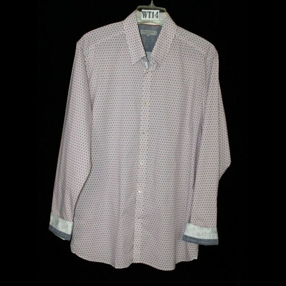 TED BAKER LONDON MENS SIZE 5 /XL LONG SLEEVE BUTTON FRONT FLIP CUFF SHIRT - Picture 1 of 8